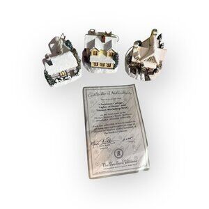 Thomas Kinkade Winter Memories Ornaments – Lot of 3 (With COA) “Christmas Cottag